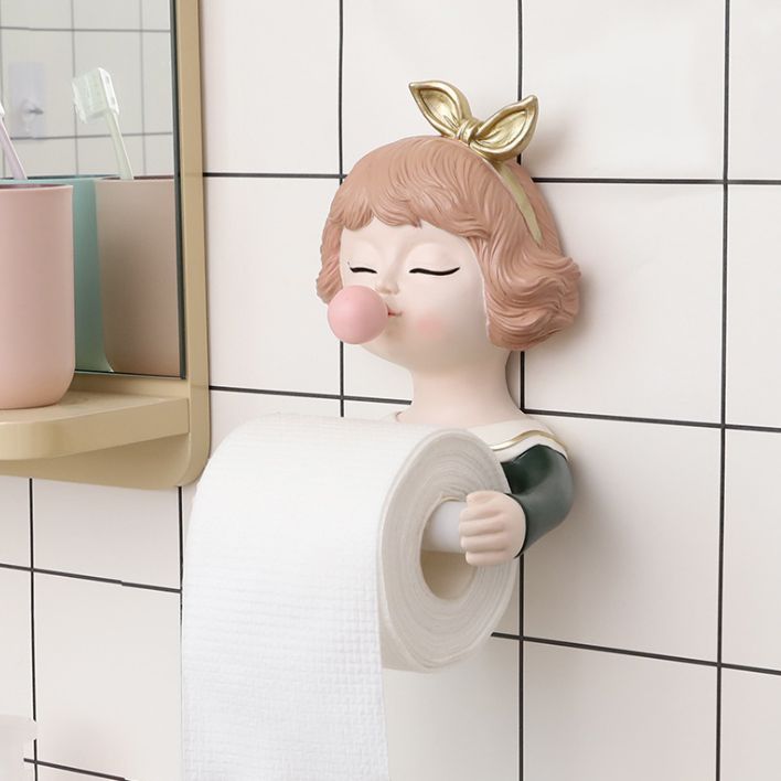 Toilet creative cartoon girl resin roll paper holder