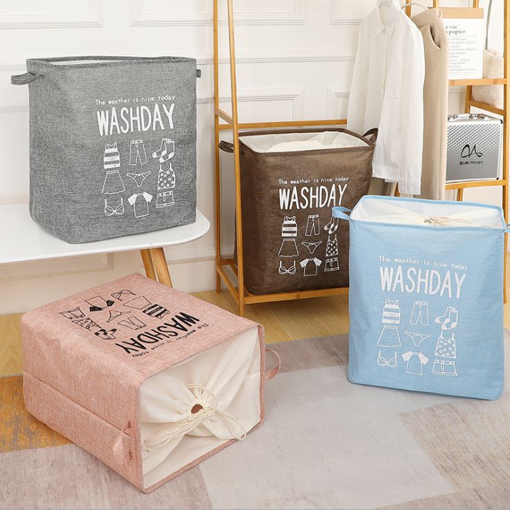 Laundry basket organizer basket Fabric organizer bag tied mouth dirty laundry basket Household storage box Toy organizer bucket