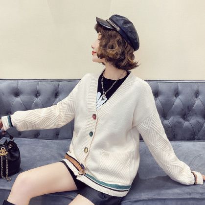Slouchy knit cardigan cropped jacket