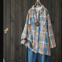 Plaid shirt with long sleeves for women