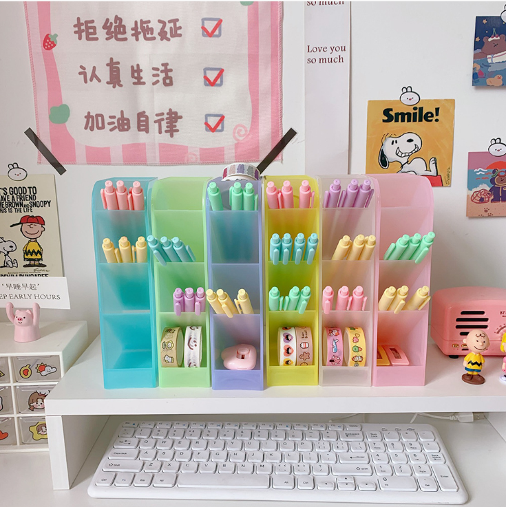 The desktop storage holder is simple and versatile, with four slanted pen holders detail image 5