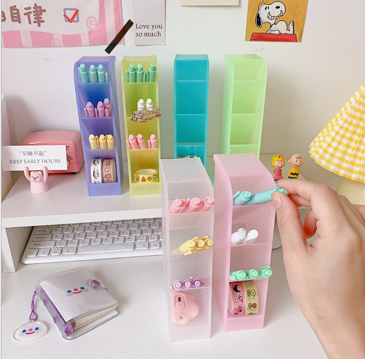 The desktop storage holder is simple and versatile, with four slanted pen holders detail image 4