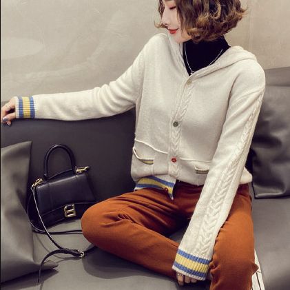 Long sleeve loose knit cardigan small fresh sweater jacket