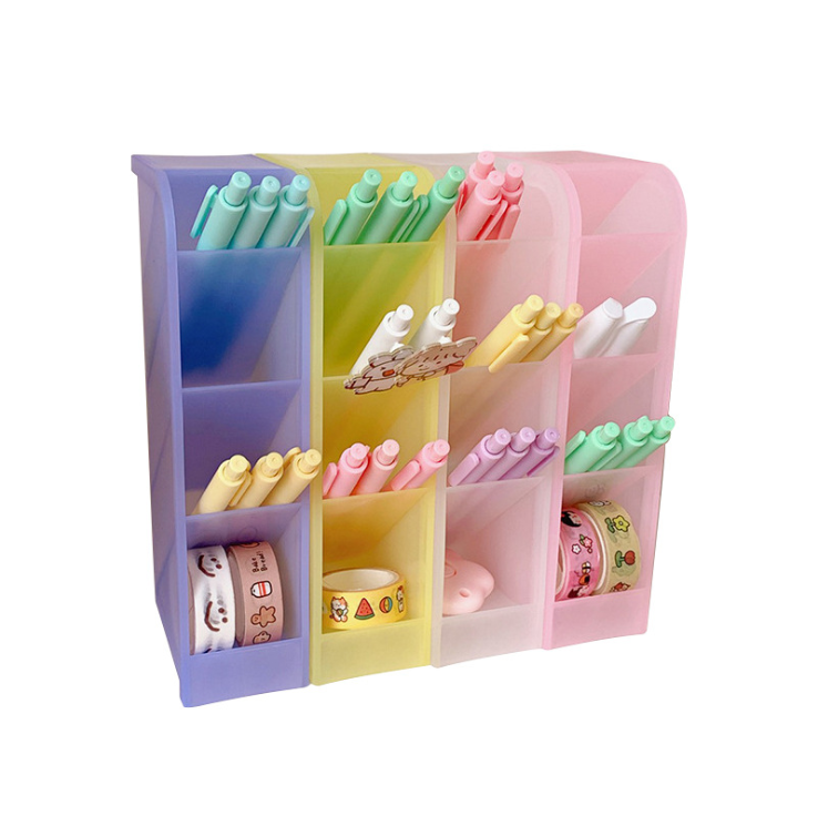 The desktop storage holder is simple and versatile, with four slanted pen holders detail image 3