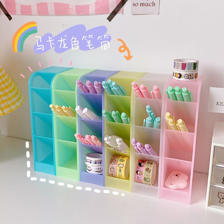 The desktop storage holder is simple and versatile, with four slanted pen holders
