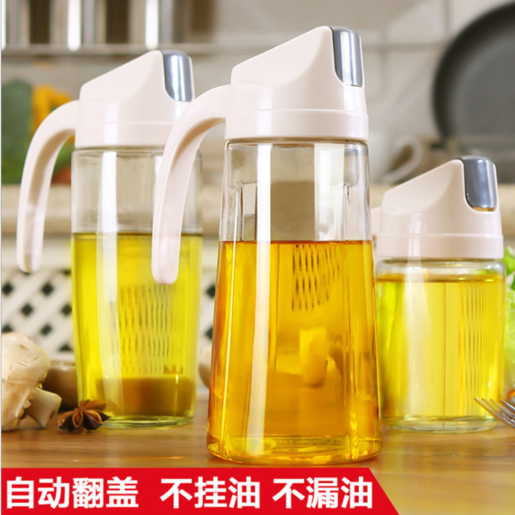The glass dust-proof and leak-proof oil can automatically open and flip the lid detail image 6