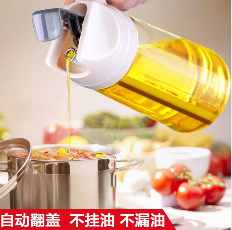 The glass dust-proof and leak-proof oil can automatically open and flip the lid detail image 4
