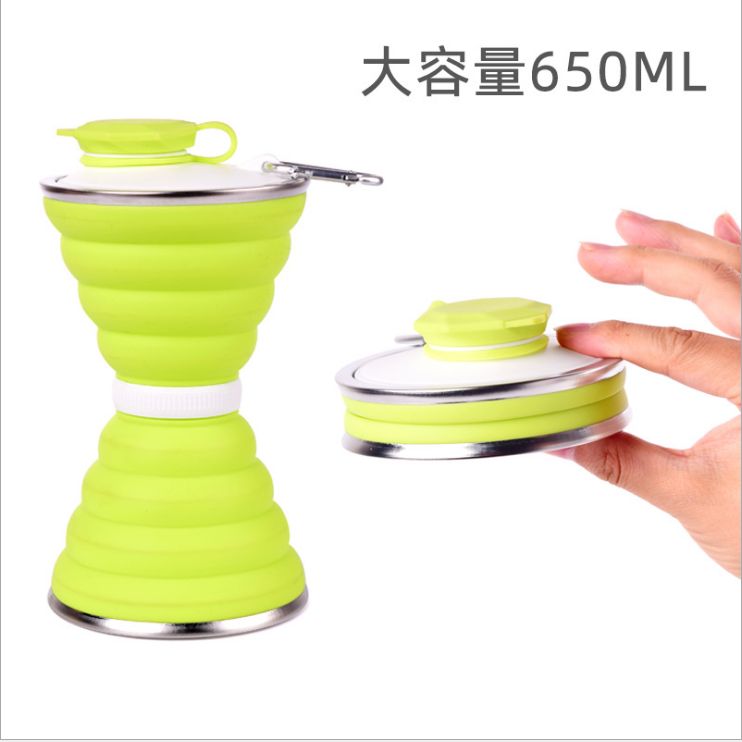 650ML large capacity foldable silicone sports water cup outdoor travel creative portable retractable silicone water