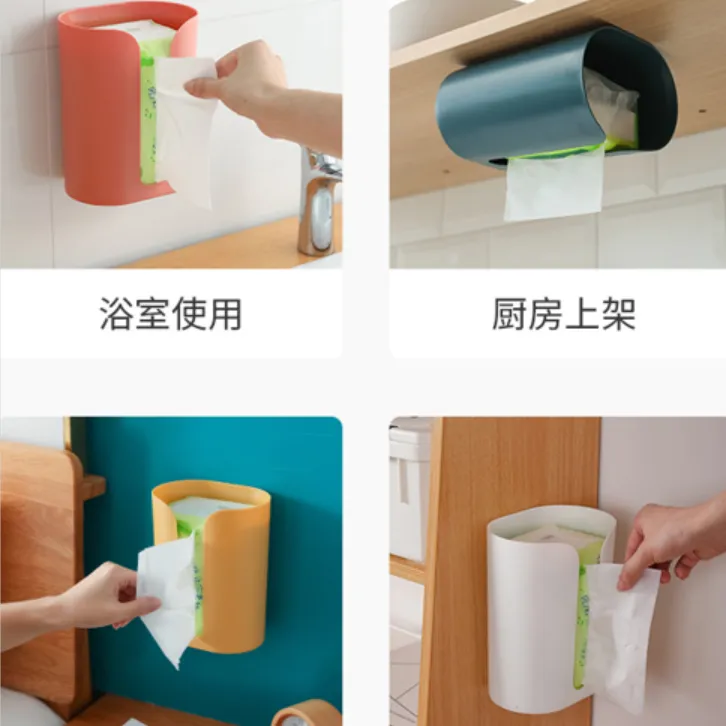 Seamless wall-mounted tissue box without punching holes detail image 1
