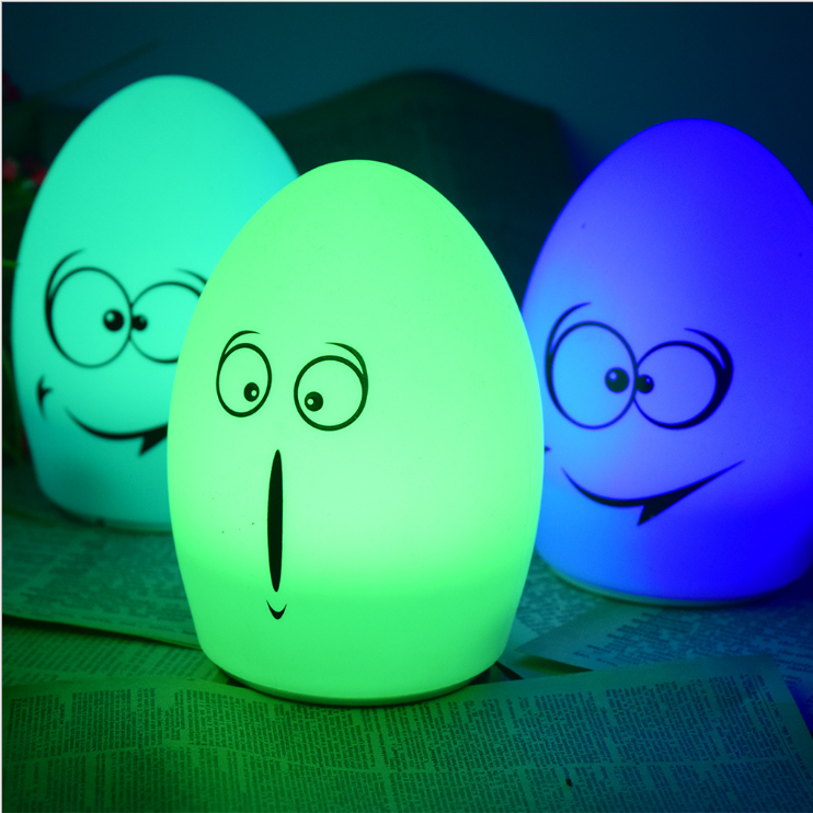 New dinosaur egg silicone night light emoji DIY customization LED seven-color USB charging pat light detail image 1