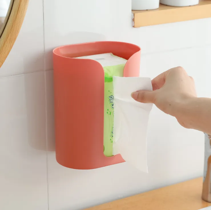 Seamless wall-mounted tissue box without punching holes detail image 2