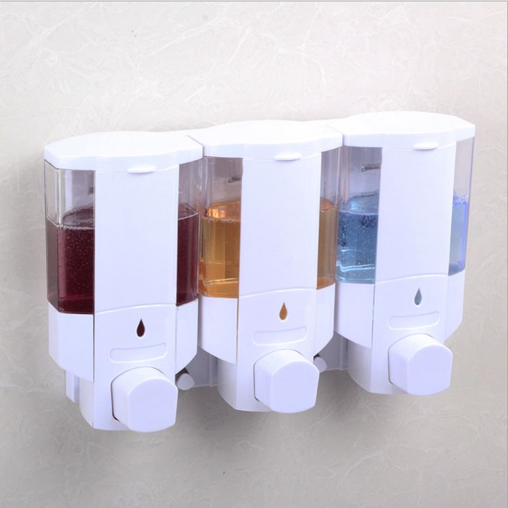 Hotel three-head soap dispenser plastic wall-mounted soap dispenser for soap box bath bottle