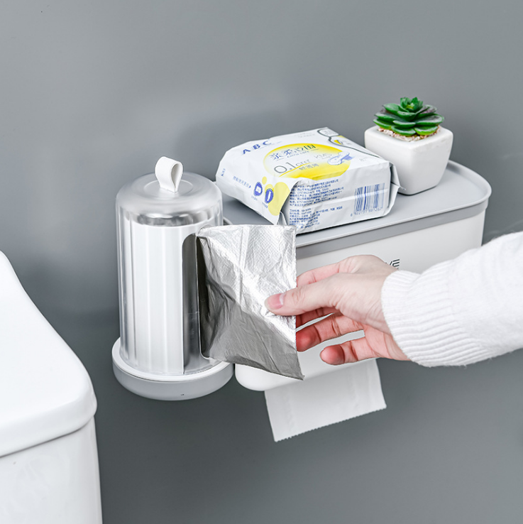 Creative tissue box storage rack, plastic cotton pad storage box detail image 5