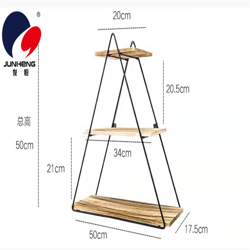 三角铁艺木质折叠书架置物架复古实木板壁挂架创意墙壁隔板详情5