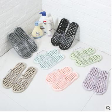 Anti-slip summer household plastic perforated quick-drying massage hollowed-out indoor cooling slippers for women in the bathroom