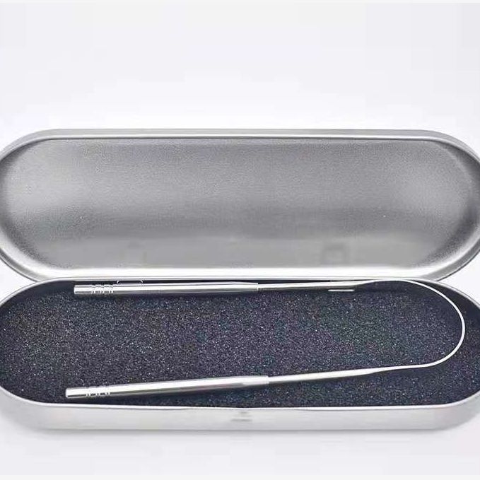 Stainless steel box tongue scraper