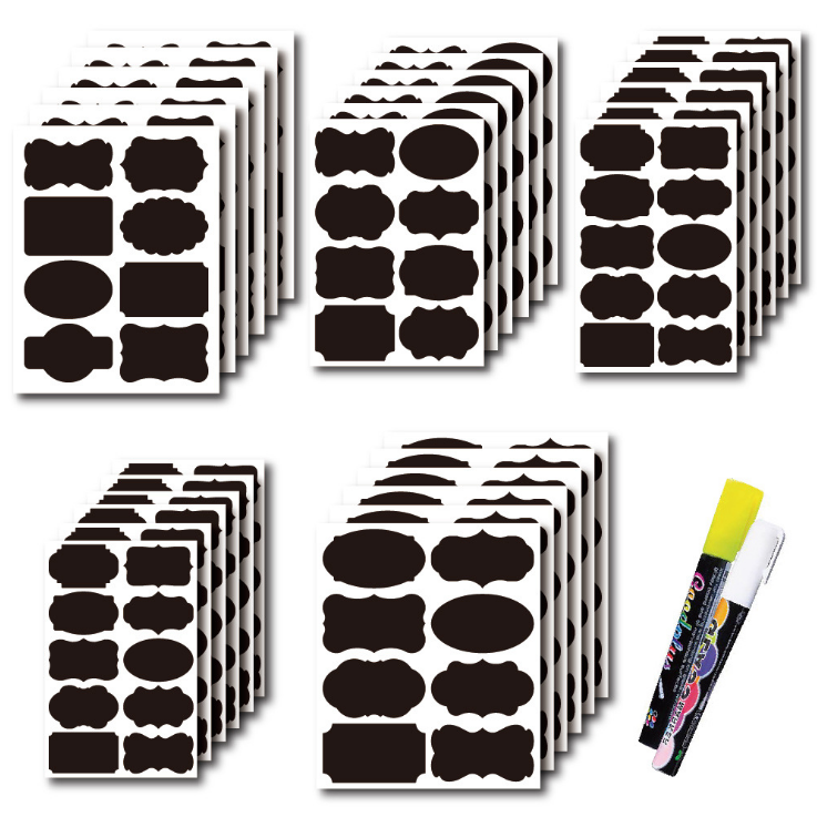 Large and small bottles and cans, colored and black PVC blackboard stickers detail image 3