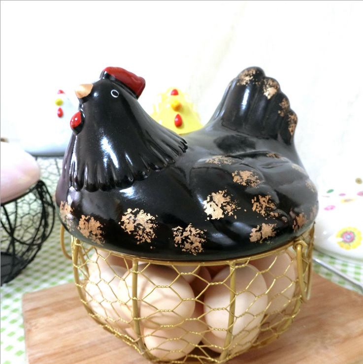 陶瓷鸡蛋篮铁艺鸡蛋篮厨房装饰详情图3