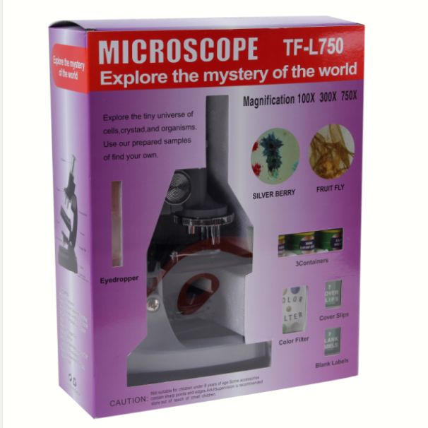 Factory direct sales of optical L750 student microscope, children's science popularization and intelligence experiment set, children's gift, eco-friendly material