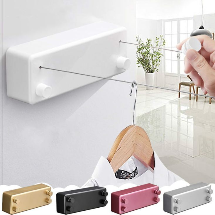 Retractable invisible clothesline without drilling holes
