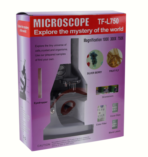 Factory direct sales of optical L750 student microscope, children's science popularization and intelligence experiment set, children's gift, eco-friendly material detail image 1