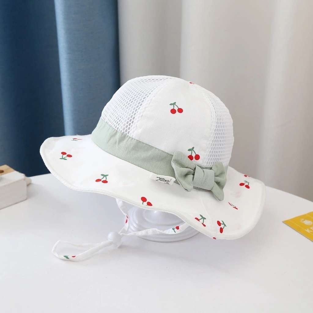 儿童帽子夏季薄款透气遮阳渔夫帽男女宝宝大檐可调节防晒帽网眼帽详情图5