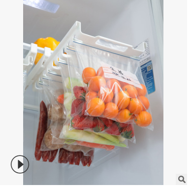 厨房双筋食物密封袋收纳架轨道收纳悬挂架冰箱保鲜袋抽屉式收纳详情图2