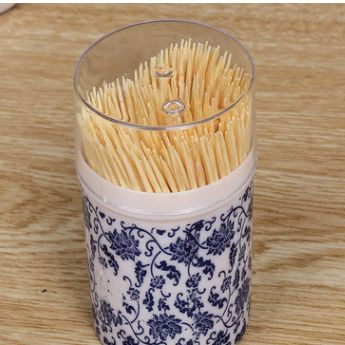 Blue and white porcelain packaging with toothpick box, bamboo toothpick, disposable double-headed toothpick, hotel household toothpick