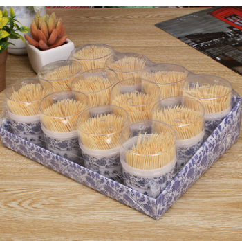Blue and white porcelain packaging with toothpick box, bamboo toothpick, disposable double-headed toothpick, hotel household toothpick detail image 3