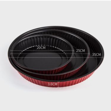 A three-piece set of carbon steel non-stick red-backed lace-shaped baking tray with small flower edges
