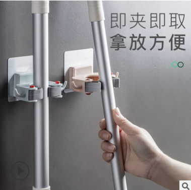 Mop rack, multi-functional transparent and traceless hook, mop clamp, mop hook detail image 3