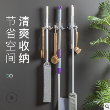 Mop rack, multi-functional transparent and traceless hook, mop clamp, mop hook detail image 5