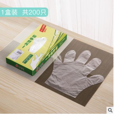 加厚磨砂一次性手套pe手套一次性透明家用厨房一次性手套盒装图