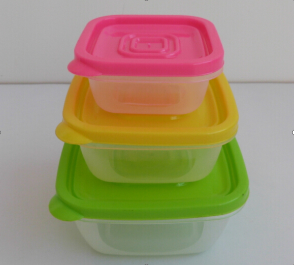 3件套塑料保鲜盒方形有带盖冰箱透明厨房彩虹保鲜盒详情图1