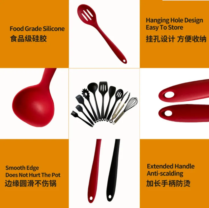 A 10-piece set of silicone nylon kitchenware detail image 1