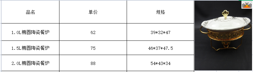 DF68046 椭圆陶瓷自助餐炉椭圆形陶瓷餐炉餐厅适用新颖酒精炉食物加热容器自助餐炉 DF Trading House详情8