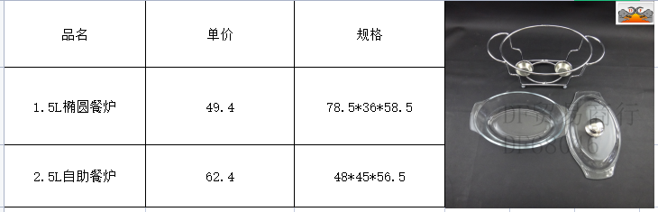 DF68046椭圆自助餐炉 大容量玻璃自助餐炉4.0L食物加热容器餐厅小火锅酒精炉DF Traing House详情图8
