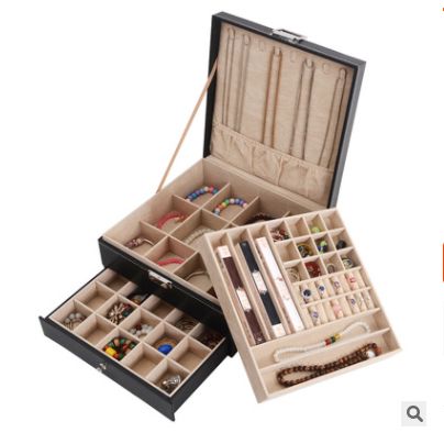 Three-layer multifunctional large capacity jewelry storage box Ring necklace earrings jewelry box full figure