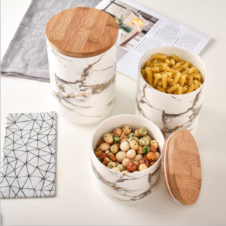 Home creative marble ceramic sealed jar
