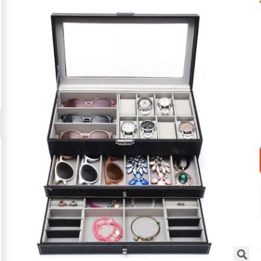 8-bit watch + 3-bit glasses three-layer jewelry box full figure