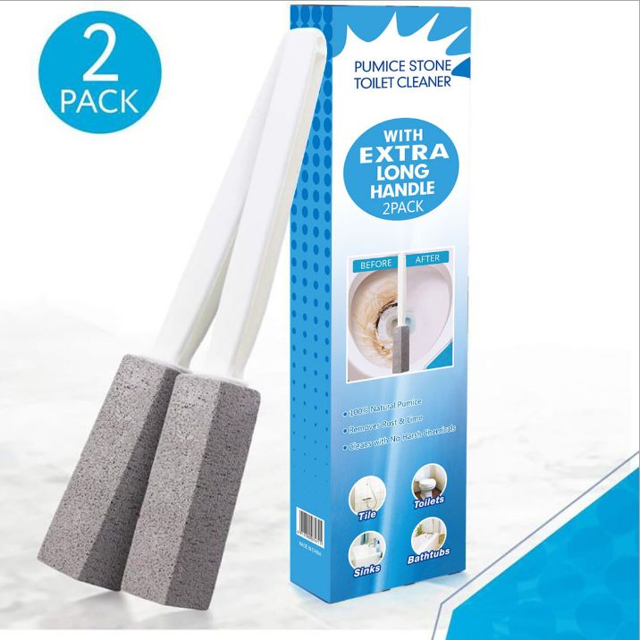Upgraded extended handle bathroom cleaning stone pumice stone brush