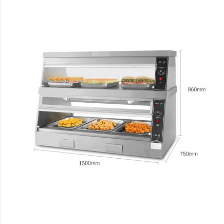 (1.5 meters) Hamburger insulated cabinet, display cabinet, egg tart constant temperature cabinet, commercial heated cooked food insulated box detail image 1