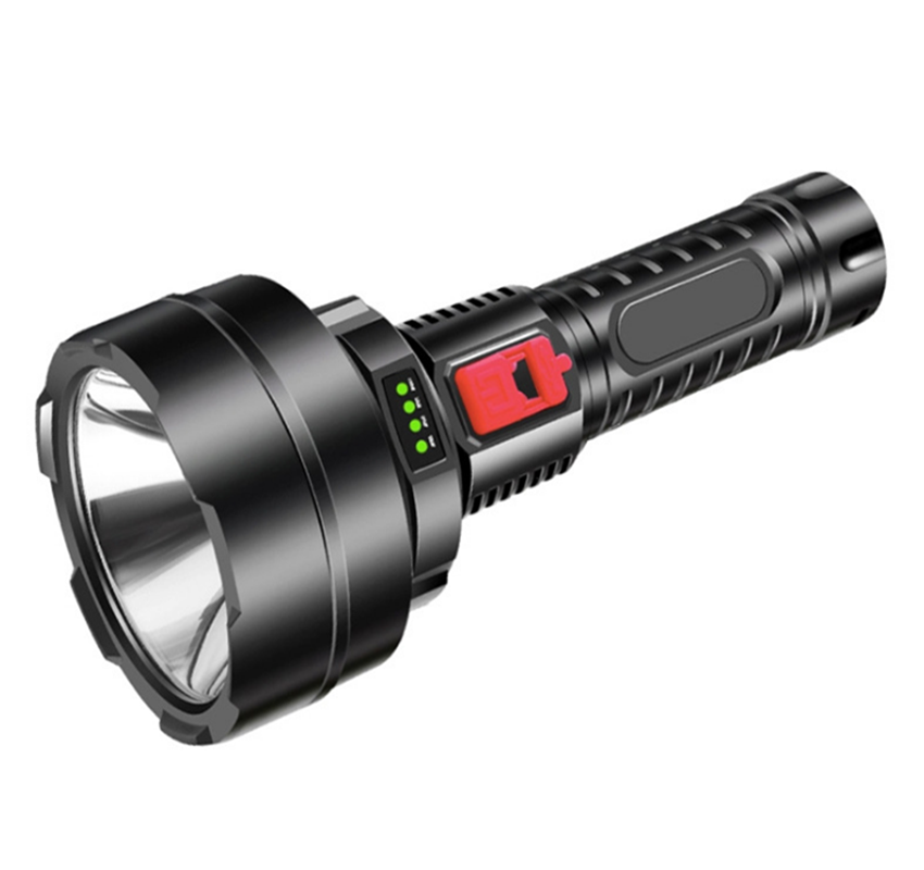 USB充电强光手电筒 带电量显示户外照明探照手电筒应急灯详情图2