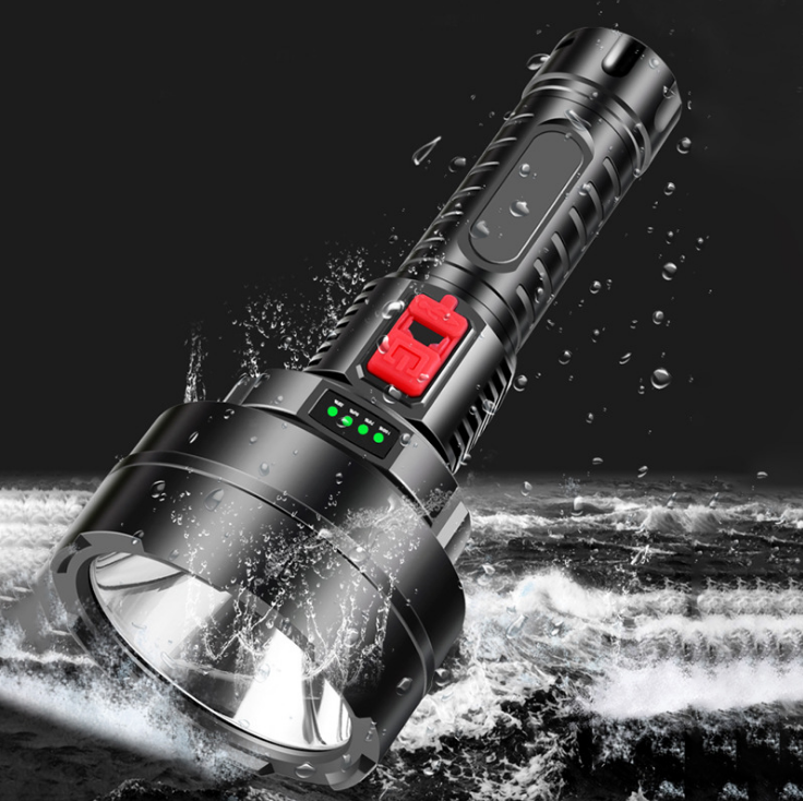 USB充电强光手电筒 带电量显示户外照明探照手电筒应急灯详情图4