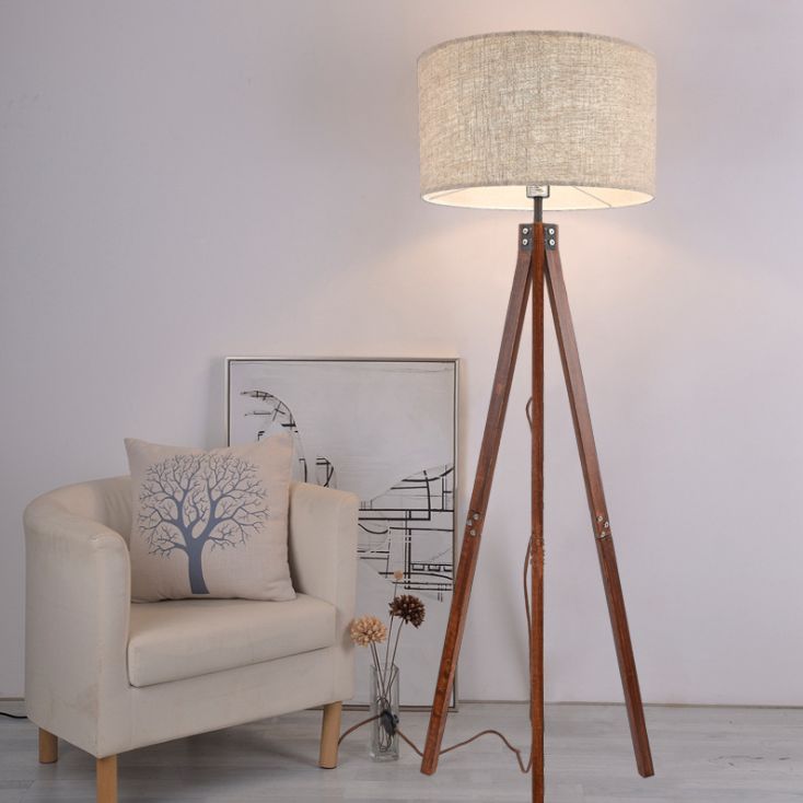 Nordic solid wood art floor lamp garden bedroom bedside lamp