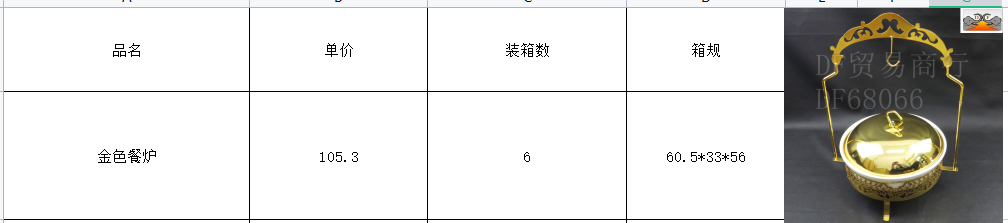 DF68066 餐炉 圆形不锈钢吊盖餐炉酒店商用食品保温容器带支架自助餐炉DF Trading House详情4