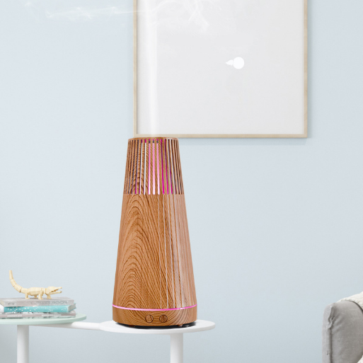 Aroma aceite esencial humidificador siete luces de color mini madera grano aromaterapia casa oficina spray difusor de aroma purificación
