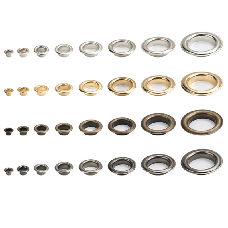 宏恩配件X展架广告篷布窗帘600#气眼鸡眼扣空心铆钉鞋眼铁质金黄色颜色齐全详情图1