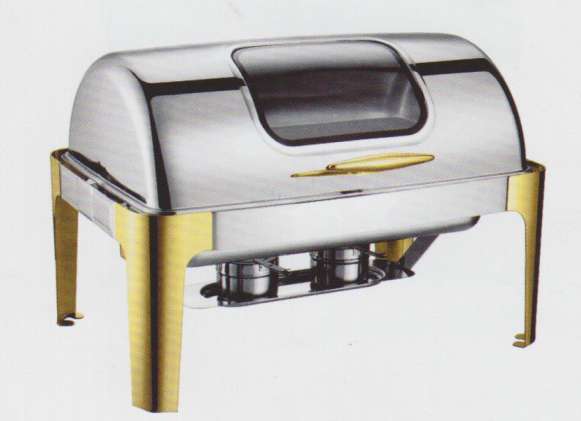 Rectangular gold-plated transparent lid buffet stove ZQ728 details Picture