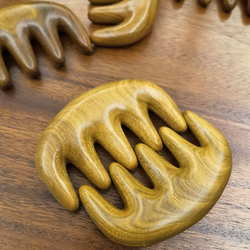 绿檀按摩梳，激发头皮，头部穴位按摩